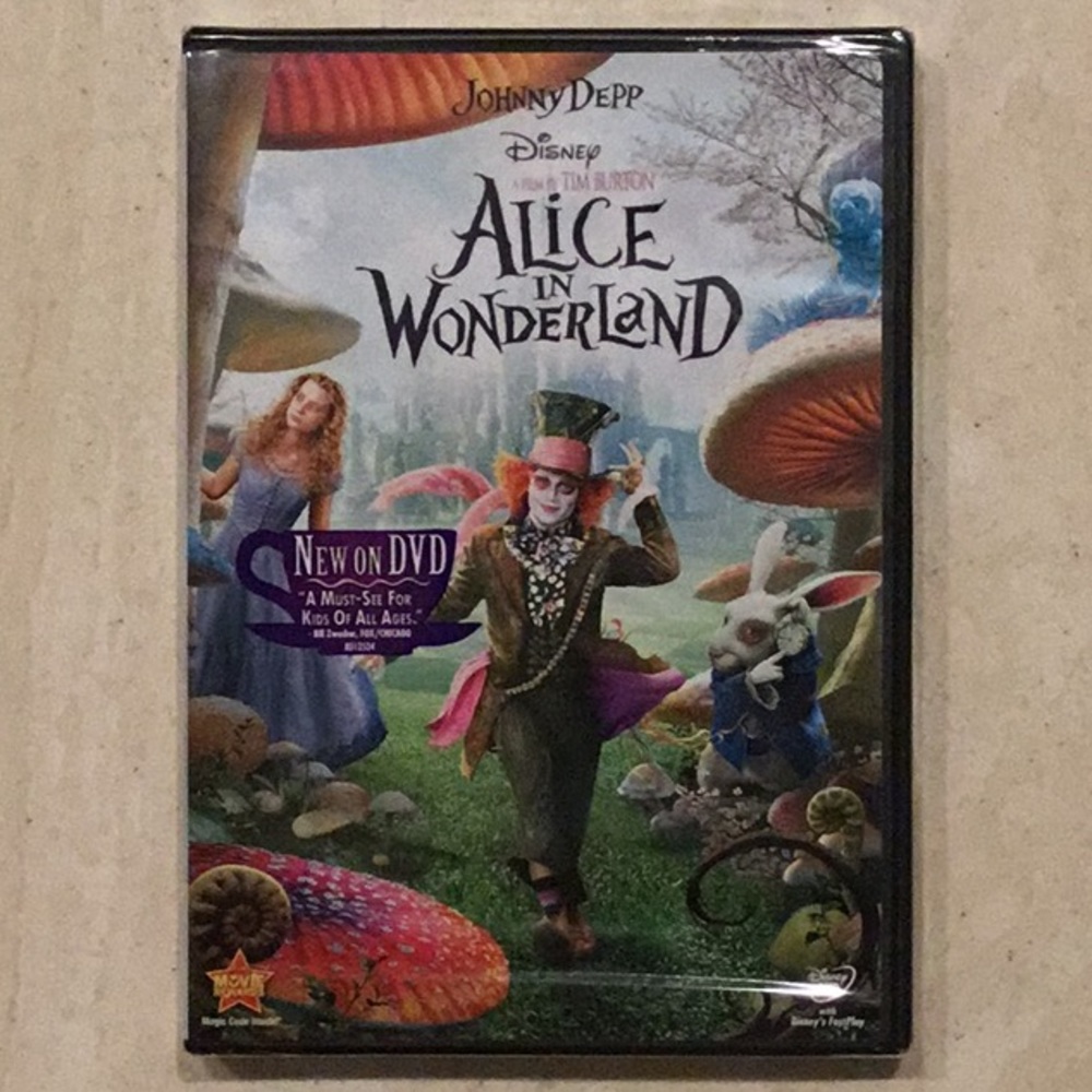 Alice In Wonderland Disney Tim Burton DVD Johnny Depp New Sealed